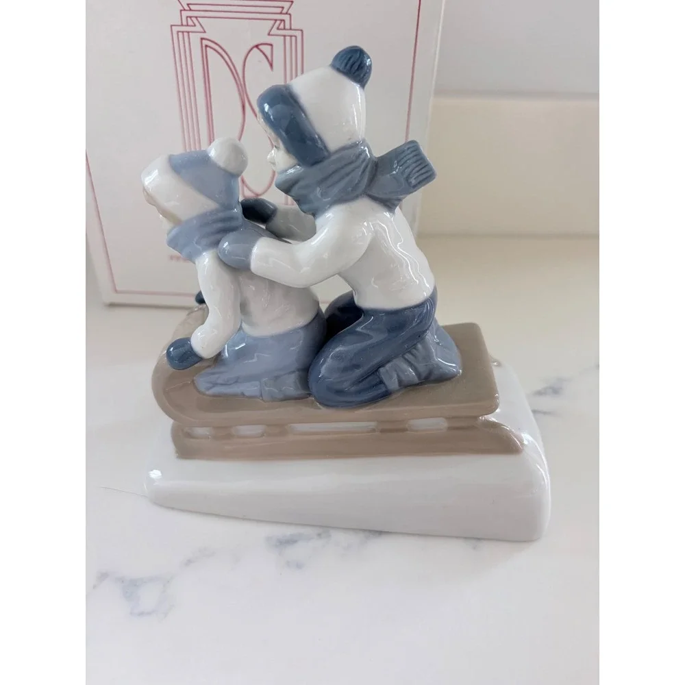 Paul Sebastian Fine‎ Porcelain Children on Sled Figurine 1594 Mexico with Box